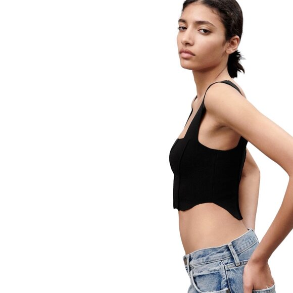 Zara Black Knit Corset Bustier Top Size Small Summer Party Contemporary - Picture 9 of 11